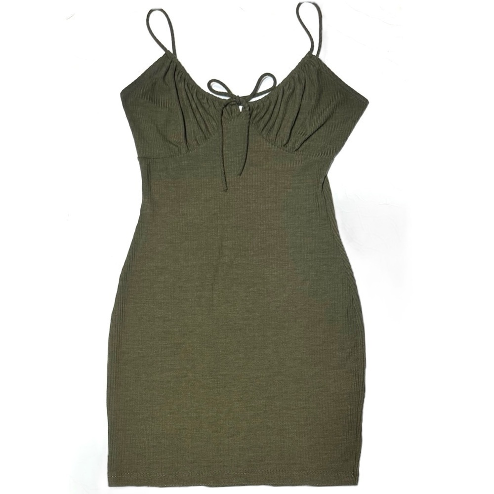 Windsor Whats the Scoop Olive Mini Dress Women’s Size Small Ribbed - Picture 4 of 16